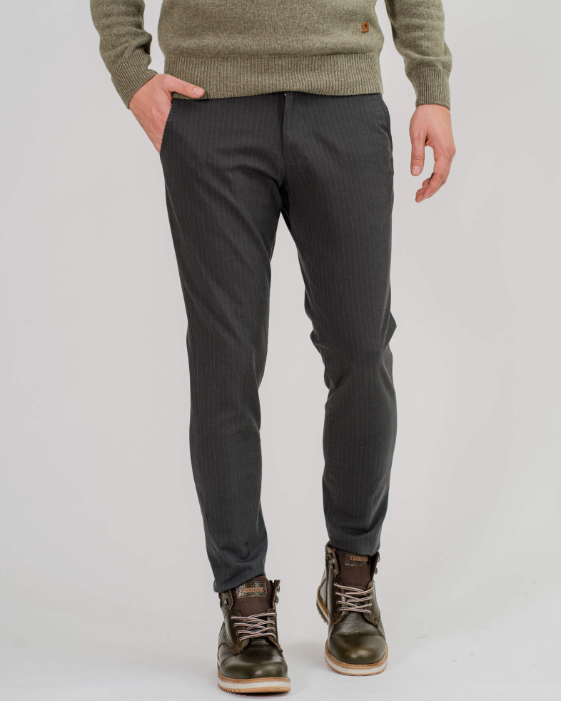 PANTALON RAIAT DE BUMBAC SLIM FIT CULOAREA GRI 200213088261-3 04