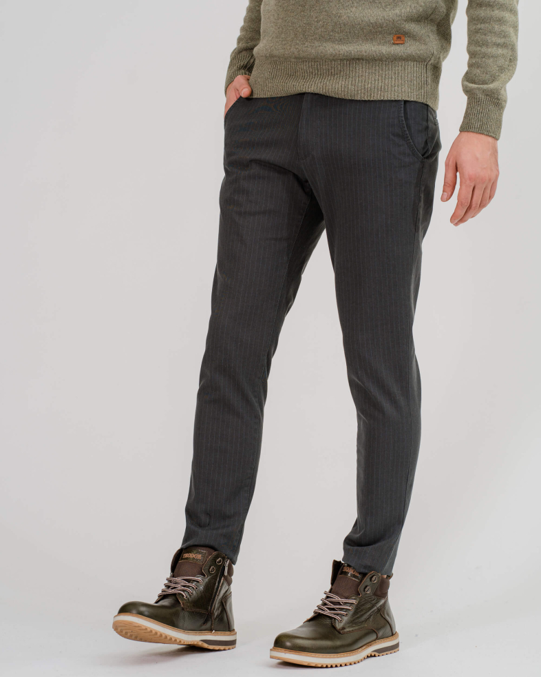 PANTALON RAIAT DE BUMBAC SLIM FIT CULOAREA GRI 200213088261-3 05
