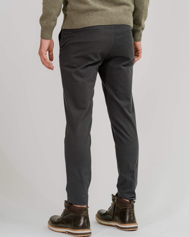 PANTALON RAIAT DE BUMBAC SLIM FIT CULOAREA GRI 200213088261-3 06