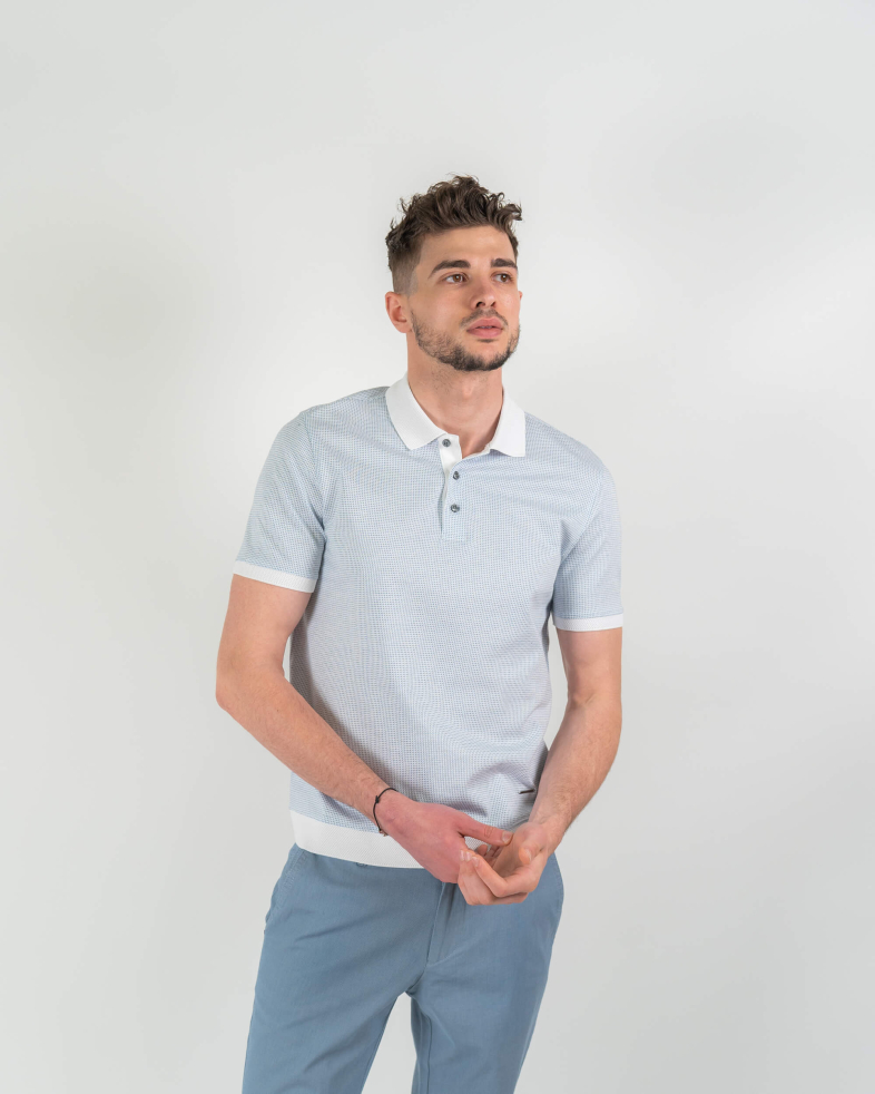 TRICOU POLO ALB PRINT GEOMETRIC 220110131566-1 010