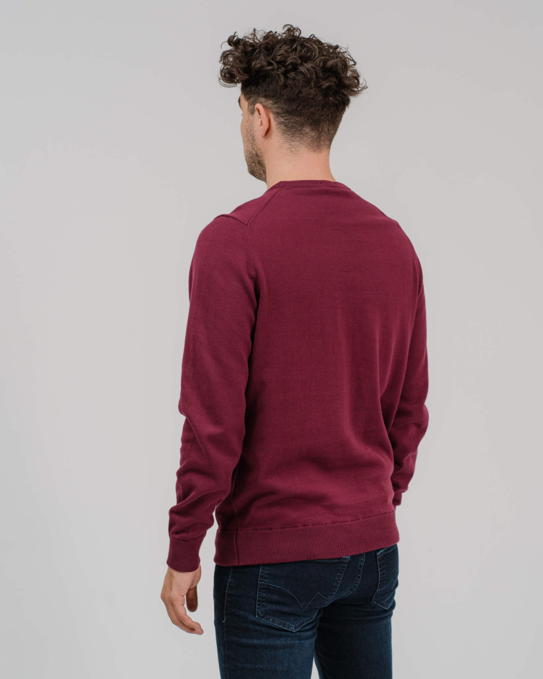 PULOVER DE BUMBAC CU CONTRASTE CULOAREA BORDO 200208055193-2 04