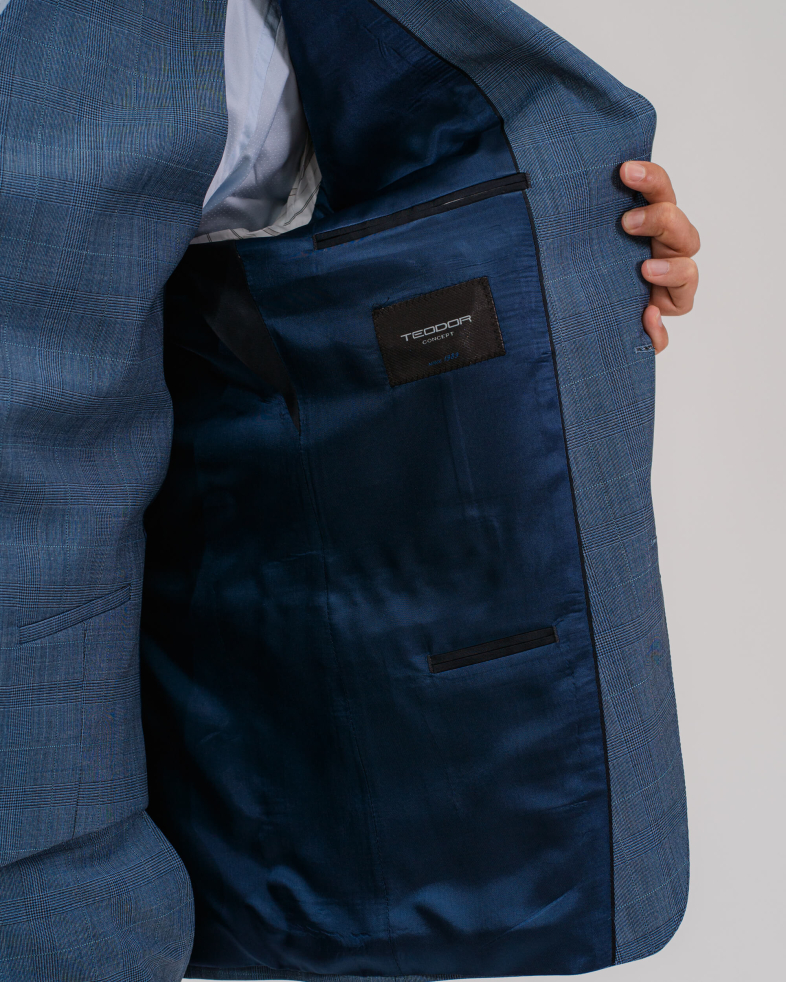 COSTUM SLIM ALBASTRU IN CAROURI 210116011083-2 09