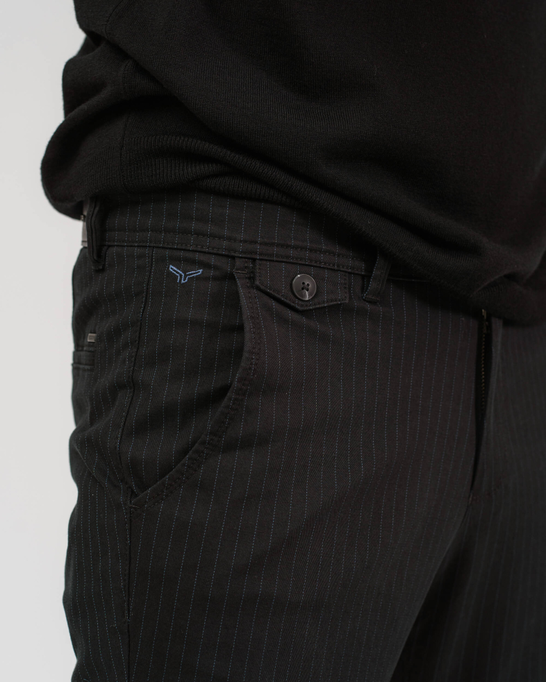 PANTALON RAIAT DE BUMBAC SLIM FIT CULOAREA NEAGRA 200213088261-1 03