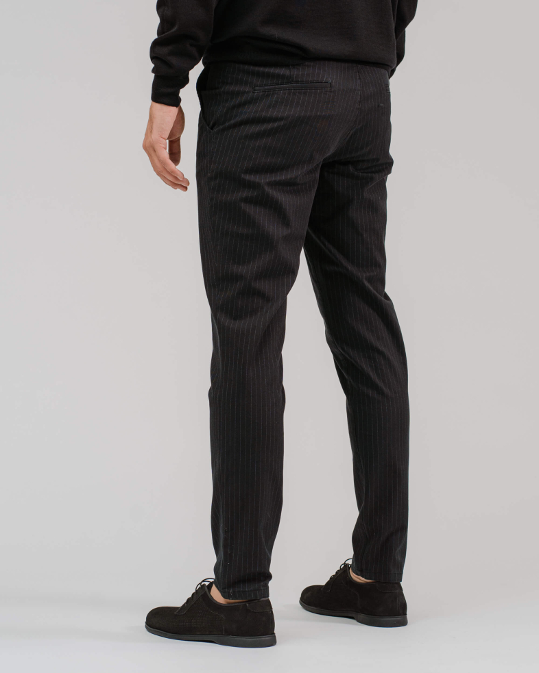 PANTALON RAIAT DE BUMBAC SLIM FIT CULOAREA NEAGRA 200213088261-1 04