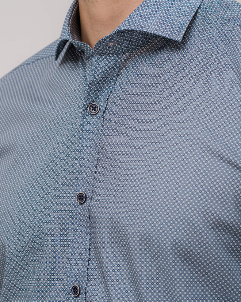 CĂMAȘĂ ALBASTRA SLIM FIT CU IMPRIMA MICA 200205044594-3 03