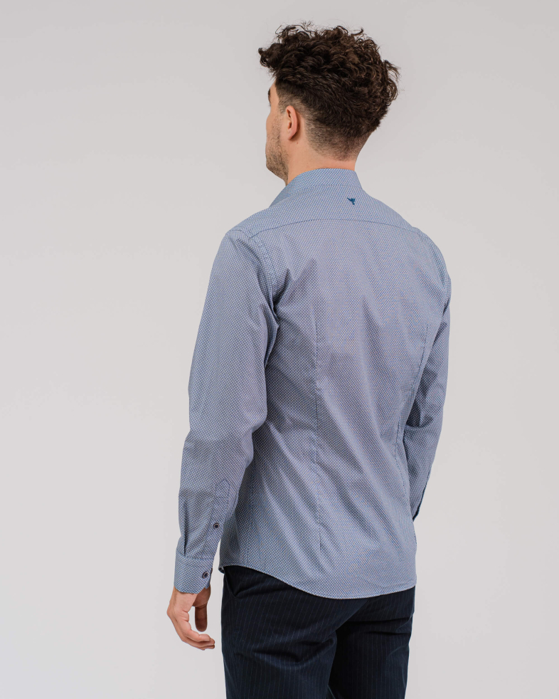 CĂMAȘĂ ALBASTRA SLIM FIT CU IMPRIMA MICA 200205044594-3 01