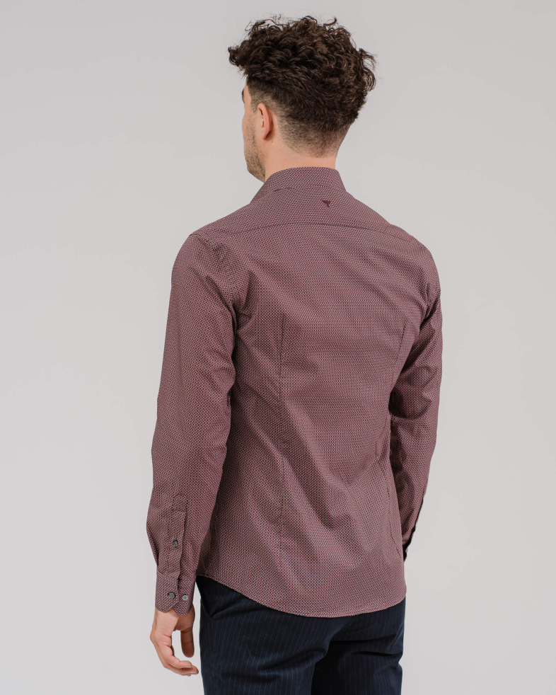 CĂMAȘĂ SLIM FIT CU IMPRIMA CULOAREA BORDO 200205044594-2 01