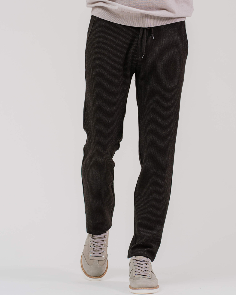 PANTALON RAIAT DIN LANA FINA CU ELASTAN SNUR LA CUREA CULOAREA NEAGRA 200213088267-1 05