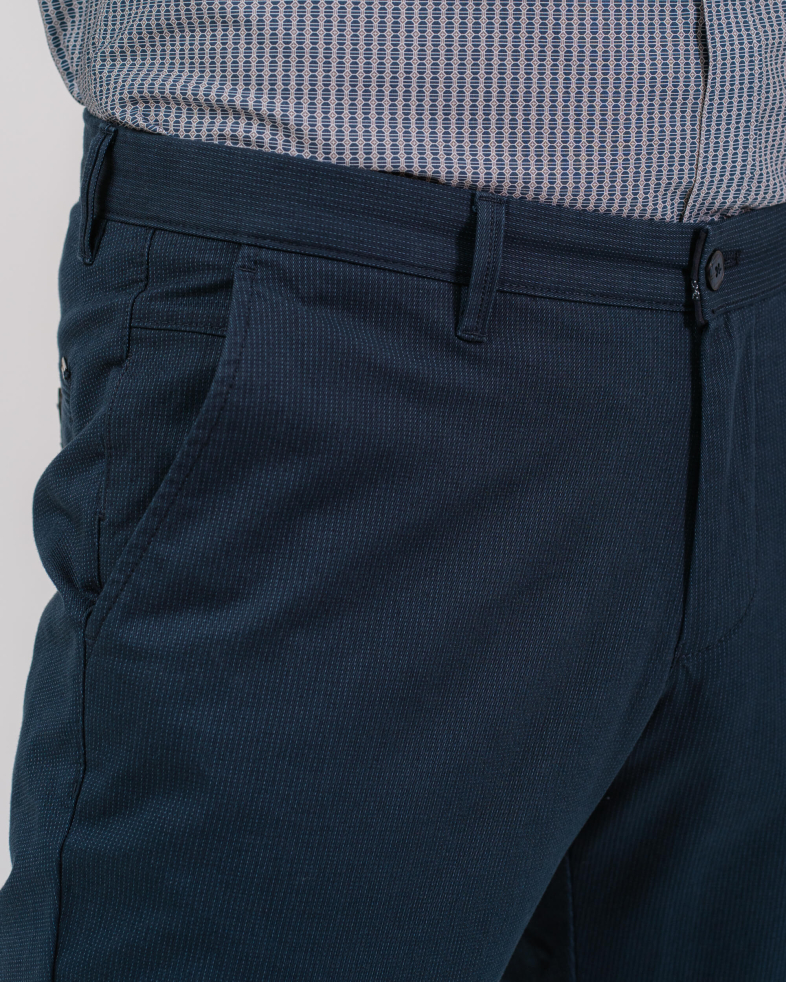 PANTALON ELASTANT DIN BUMBAC CU EFECTE SI RAIAT 200213088263-2 02