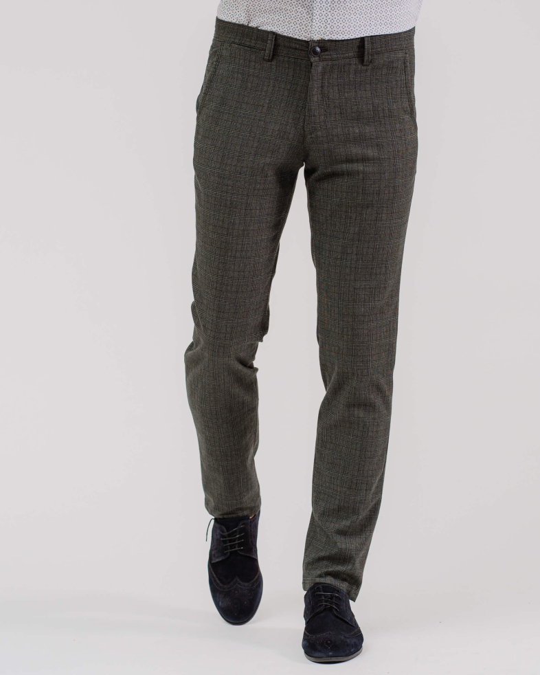 PANTALON RAIAT DE BUMBAC SLIM FIT CULOAREA VERDE 200213088262-2 04