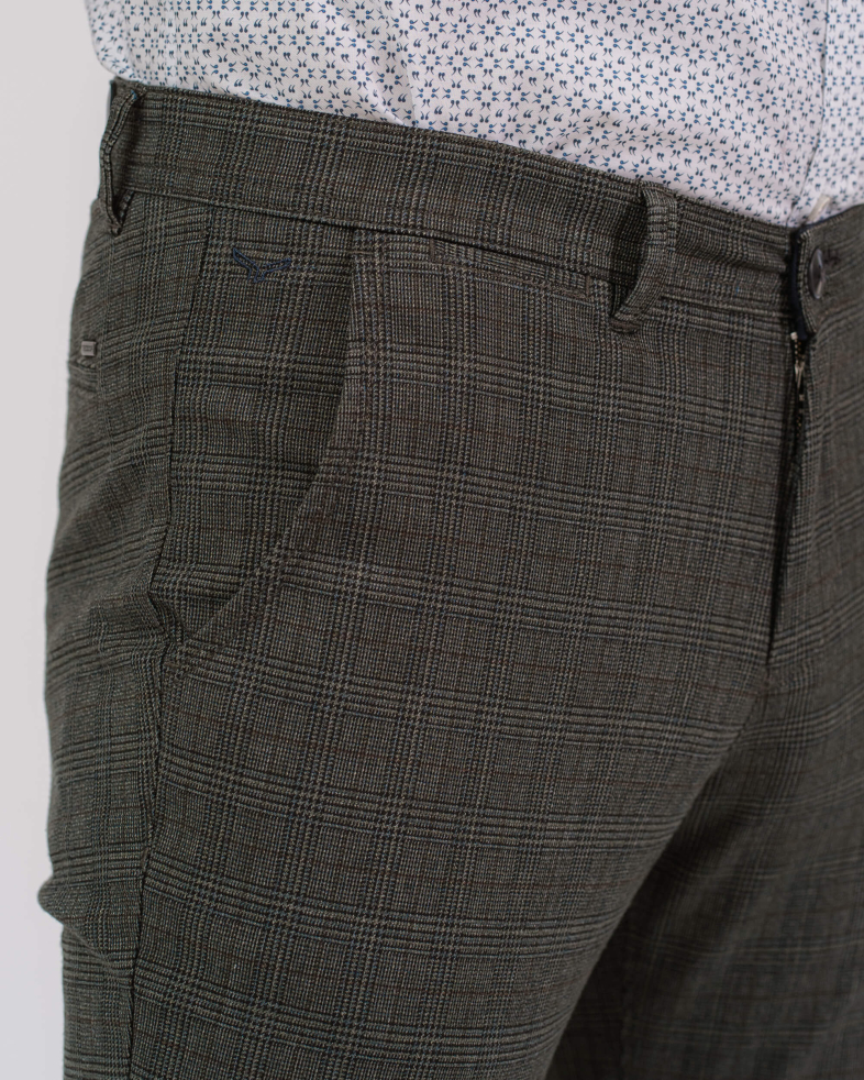 PANTALON RAIAT DE BUMBAC SLIM FIT CULOAREA VERDE 200213088262-2 05