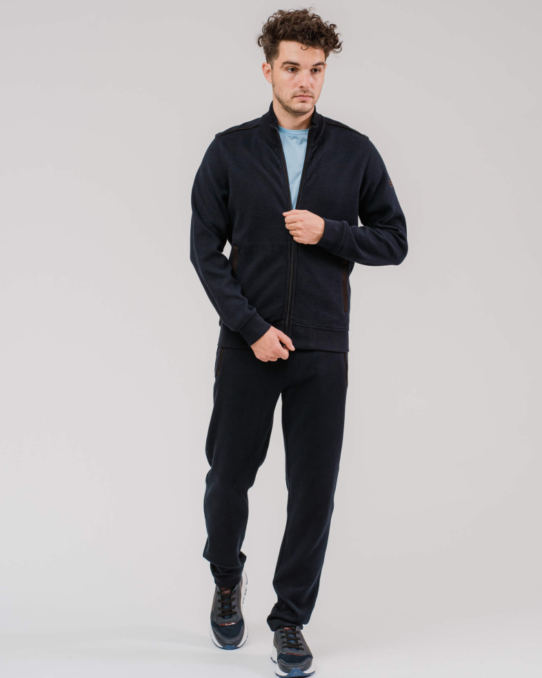BLUZA CU FERMOAR SI BUZUNAR SI DETALII DE VELURA ALBASTRU ANCHIS 200210146003-1 05