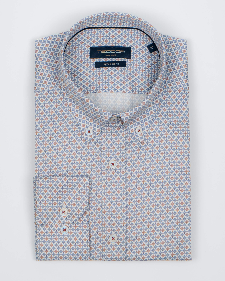 CAMASA SLIM ALBASTRA  PRINT GEOMETRIC 210205044686-3 01