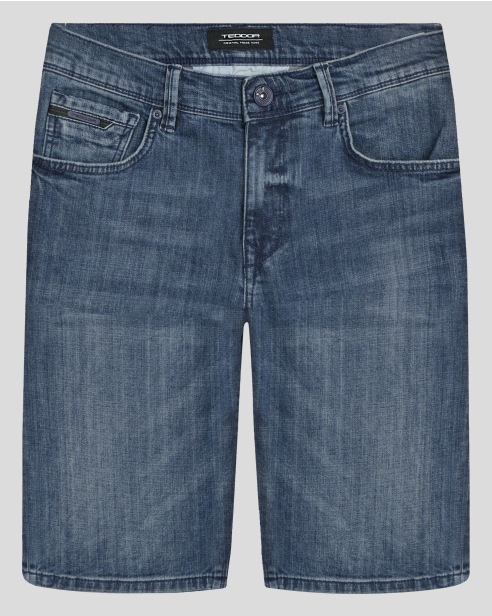 PANTALONI SCURTI ALBASTRI CU LOGO METAL