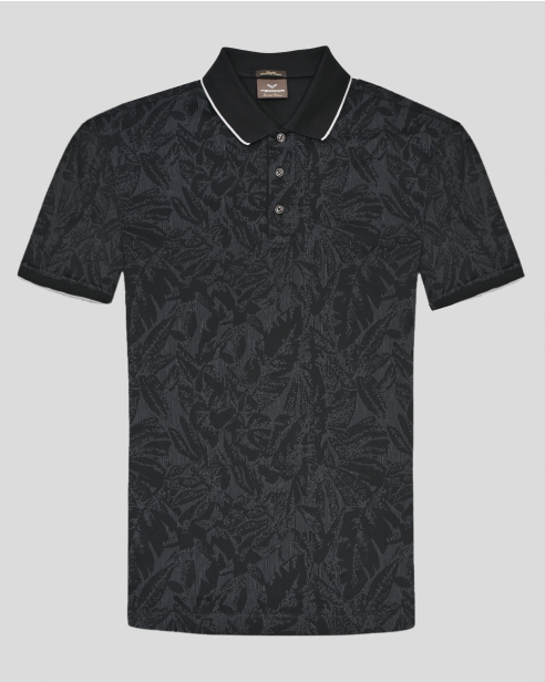 TRICOU POLO NEGRU  PRINT FLORAL