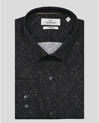 CAMASA SLIM NEAGRA  PRINT GEOMETRIC