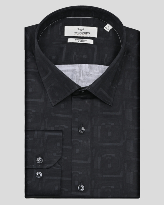 CAMASA SLIM NEAGRA  PRINT GEOMETRIC