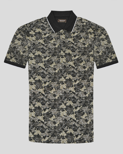 'TRICOU POLO VERDE PRINT FLORAL