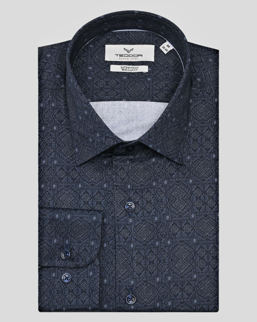 'CAMASA SLIM BLEUMARIN PRINT GEOMETRIC