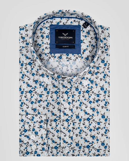 'CAMASA SLIM GRI  PRINT FLORAL
