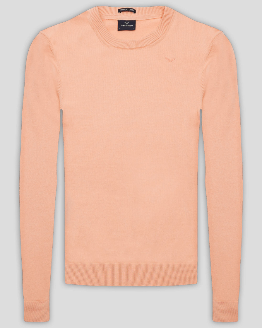 PULOVER ORANJ CU GULER ROTUND