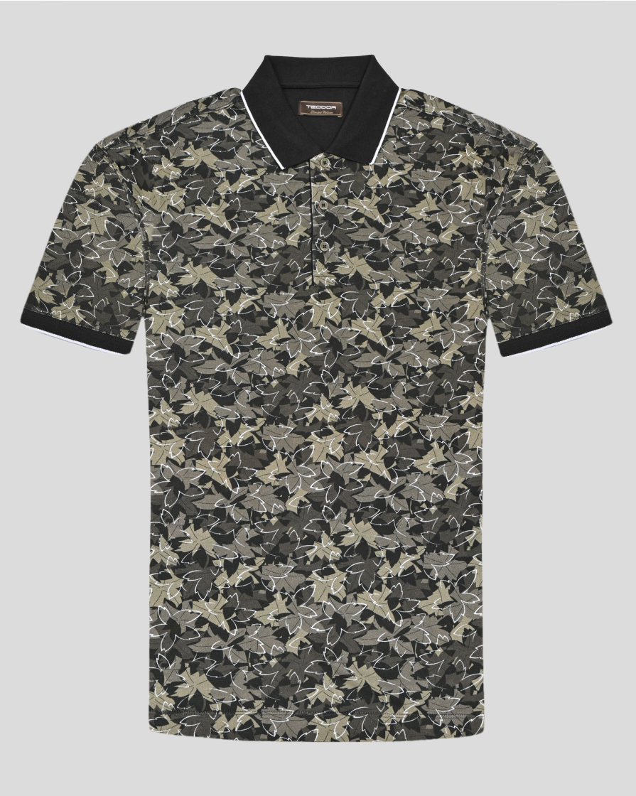 TRICOU POLO VERDE PRINT FLORAL