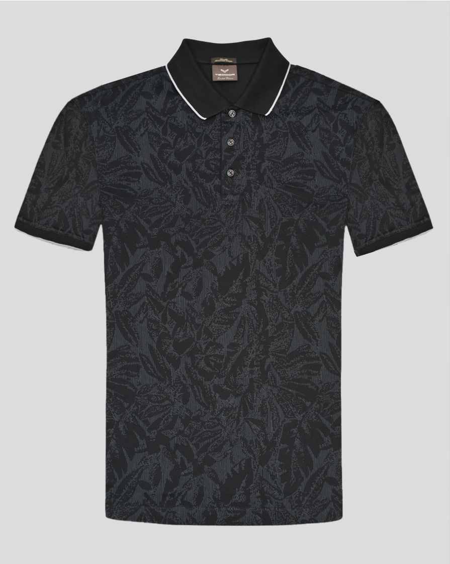 TRICOU POLO NEGRU  PRINT FLORAL