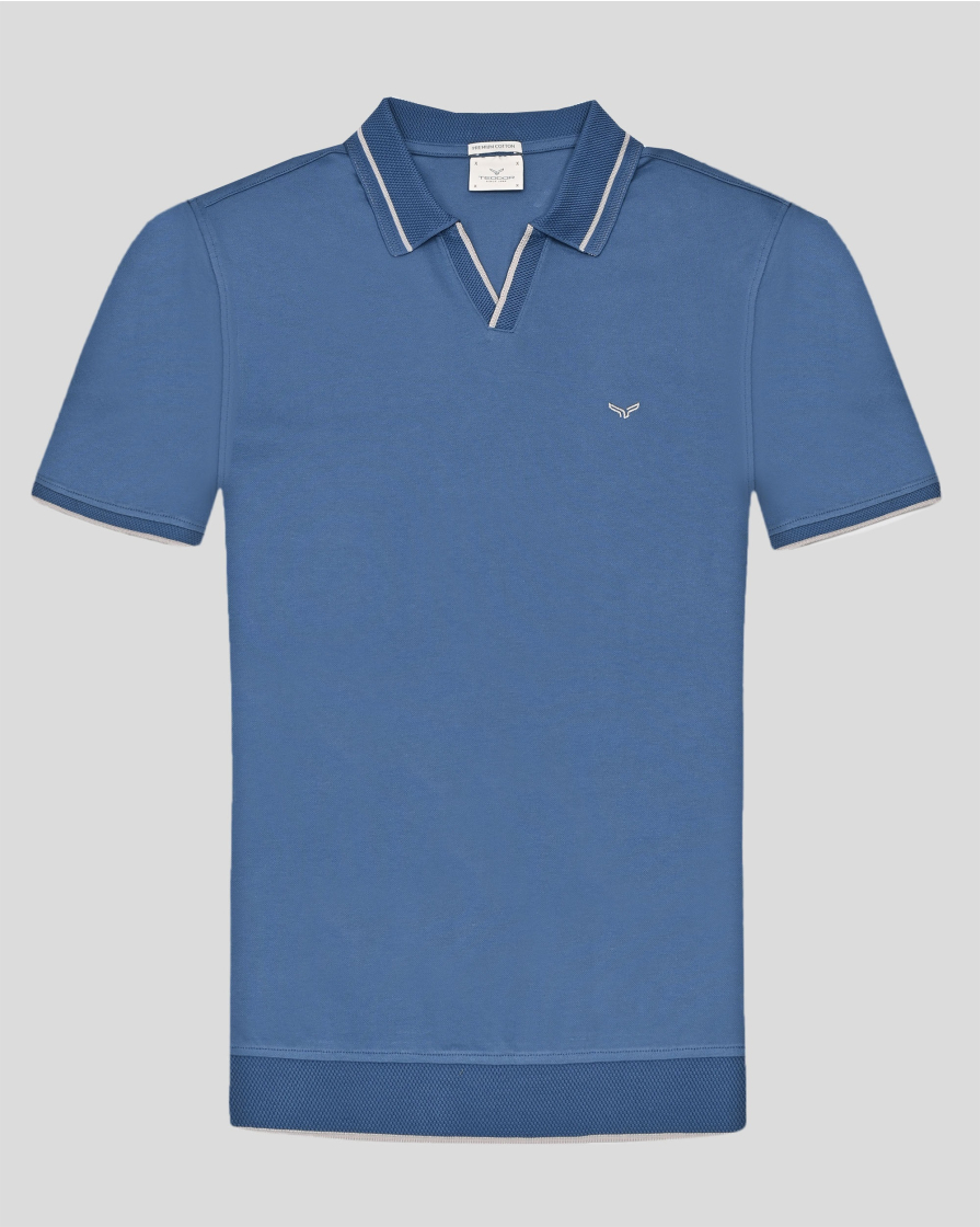 TRICOU  ALBASTRU GULER IN V